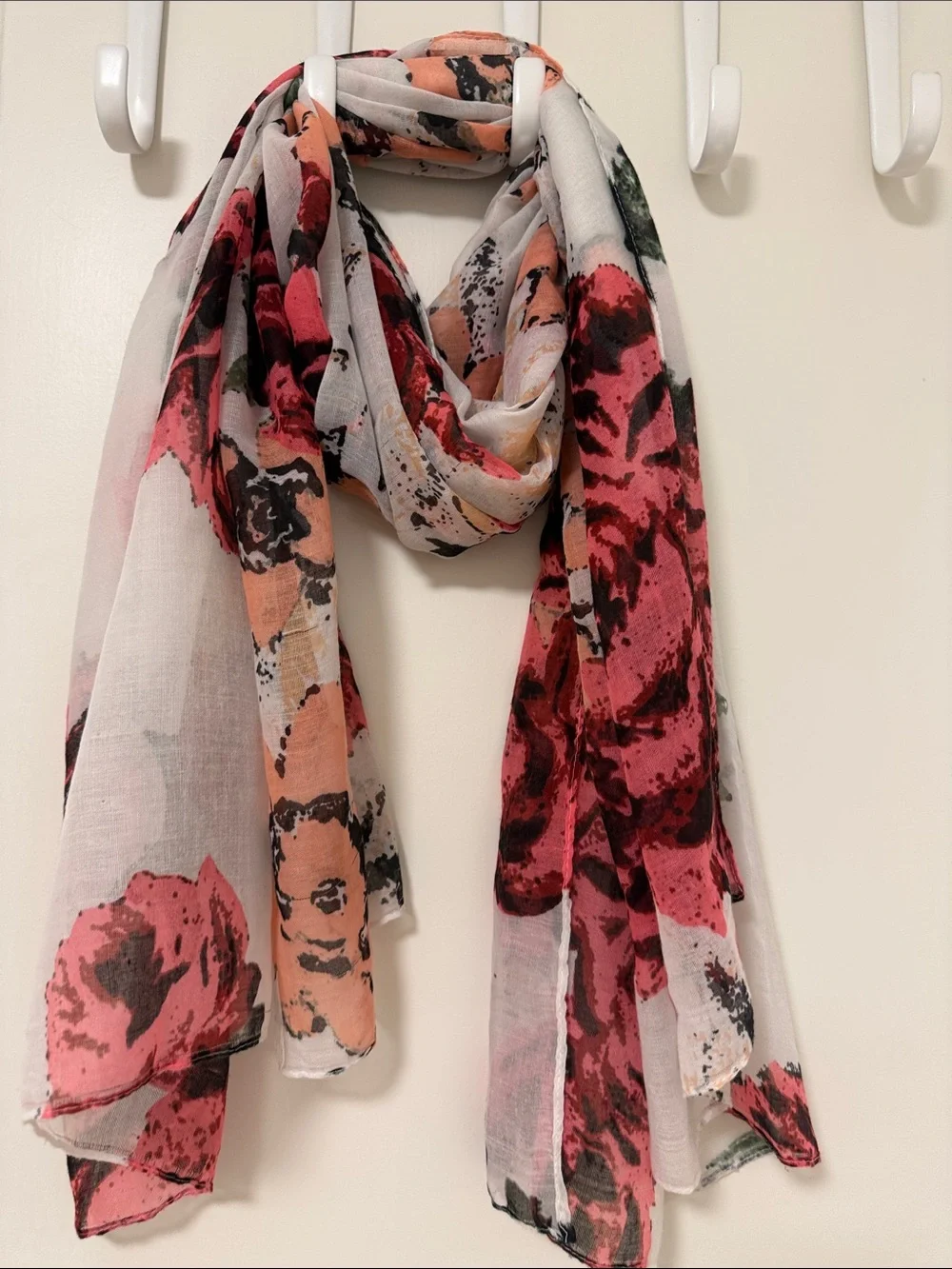 Floral Pattern Silk- Cotton Scarf